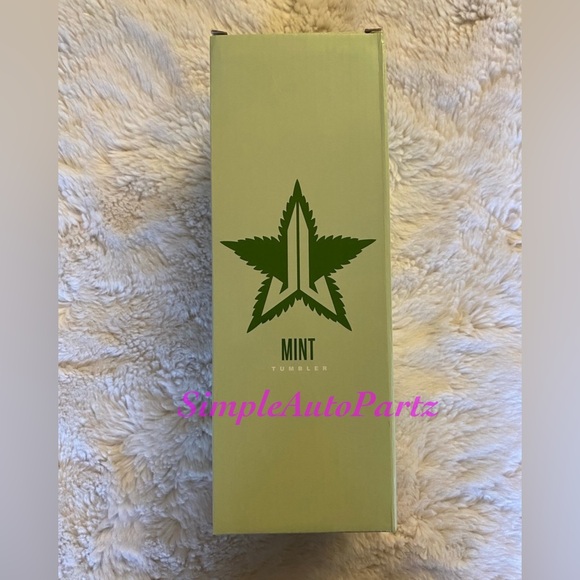 JEFFREE STAR COSMETICS MINT GREEN LEAF 420 CUP TUMBLER W/ STRAW HTF RARE NEW - Picture 2 of 6